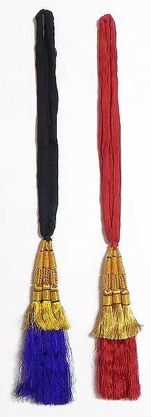 A Pair of Parandi - For Hair Braids with Purple and Red Tassels