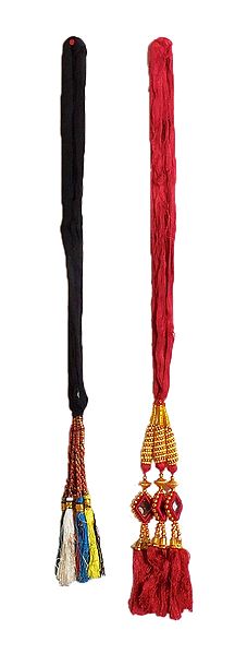 Set of 2 Parandi - For Hair Braids with Red and Multicolor Tassels