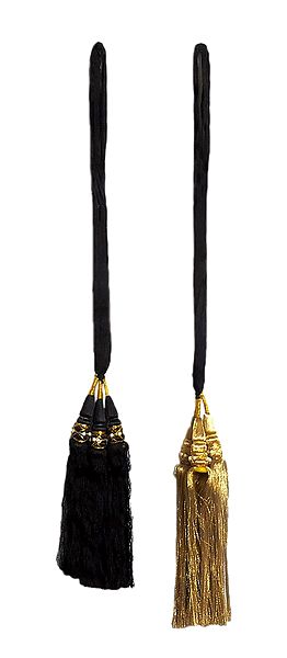 A Pair of Parandi - For Hair Braids with Golden and Black Tassels