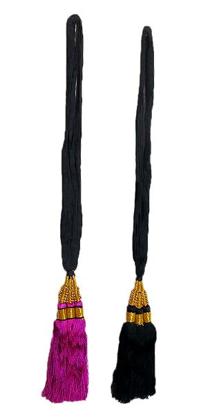 Set of 2 Parandi - For Hair Braids with Magenta and Black Tassels