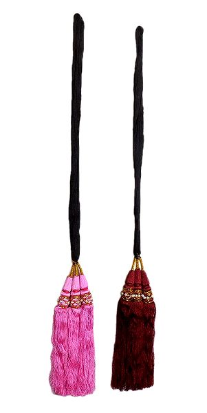 Set of 2 Parandi - For Hair Braids with Pink and Maroon Tassels
