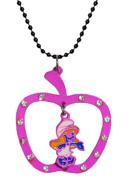 Black Chain with Magenta Apple Shaped Pendant