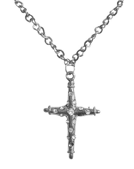 Stone Studded Cross Pendant with Chain