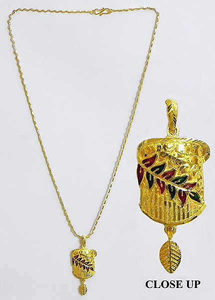 Gold Plated Chain with Meenakari Pendant