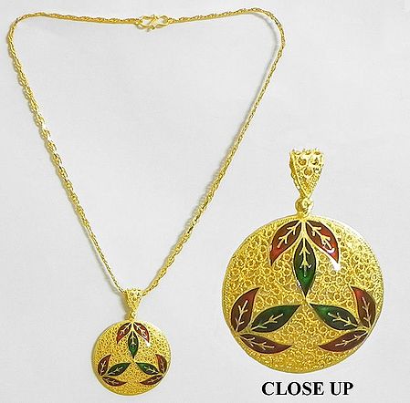 Gold Plated Chain with Meenakari Pendant
