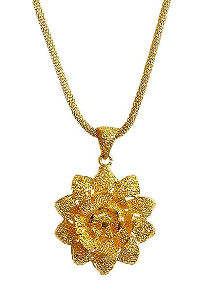 Gold Plated Chain with Flower Pendant