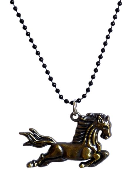 White Beaded Chain with Horse Pendant