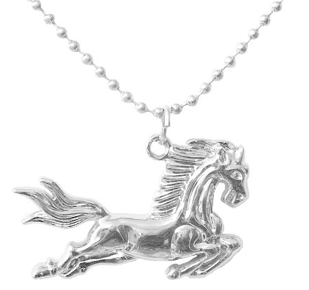 White Beaded Chain with Horse Pendant