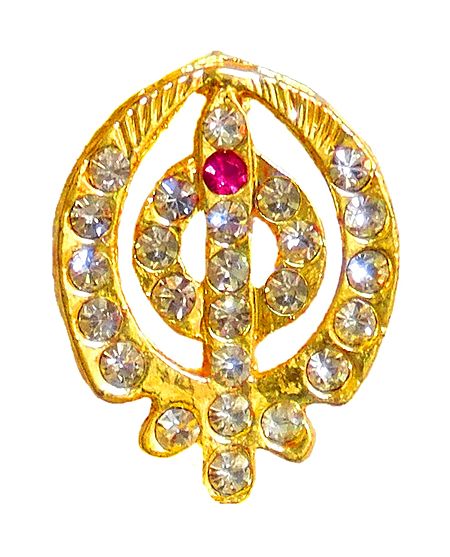 Stone Studded Golden Khanda Pendant