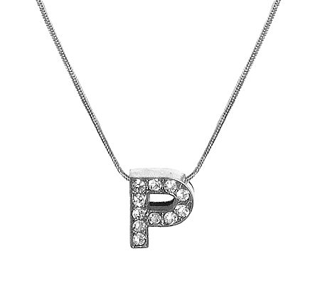 Stone Studded Alphabet P Pendant with Chain