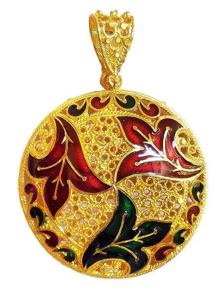Gold Plated Laquered Pendant
