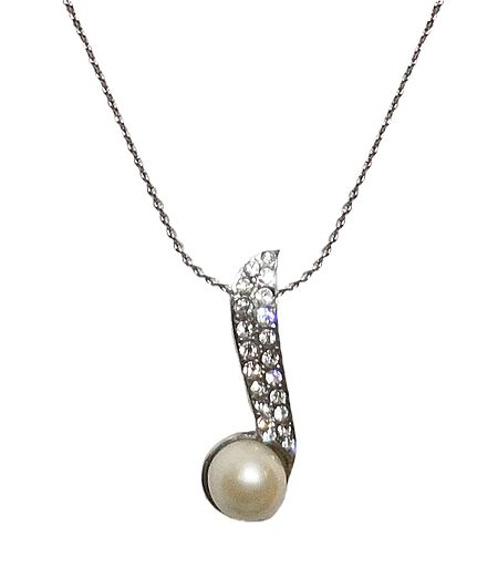 White Stone Studded Pendant with Chain