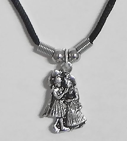 Radha Krishna Pendant with Black Cord