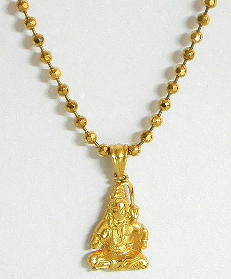 Gold Plated Shiva Pendant with Chain