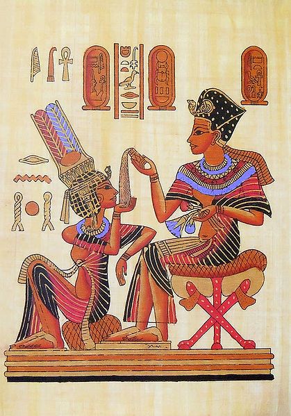 King Tutunkhamen Purifying his Wife (Reprint From an Egyptian Painting)