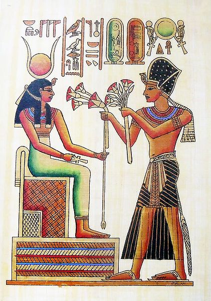 Ramses Offers Flowers to Isis (Reprint From an Egyptian Painting)