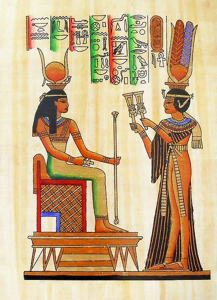 Nefertiti makes Offering to Isis (Reprint From an Egyptian Painting)