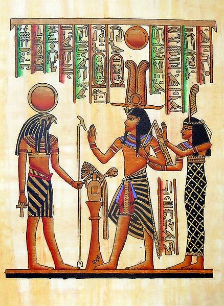 Horus with Ramses and Nefertiti (Reprint From an Egyptian Painting)