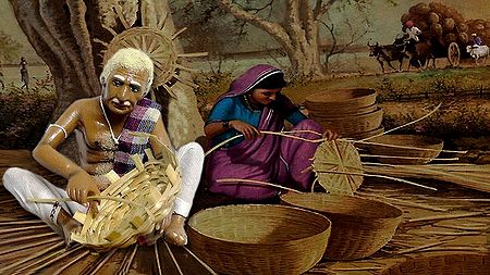 Basket Weaver Picture - Unframed Photo Print on Paper