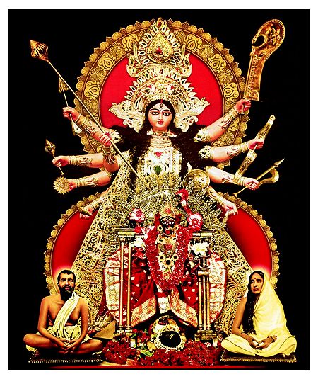 Durga and Kali with Ramakrishnadev and Sarada Maa