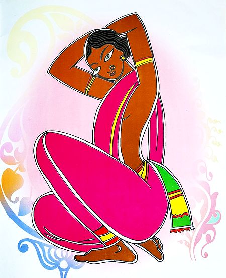 Santhal Woman - Photo Print of Jamini Roy Painting