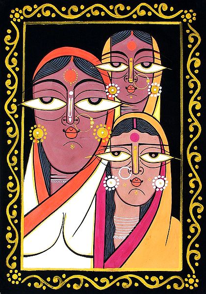 Three Women - Photo Print of Jamini Roy Painting