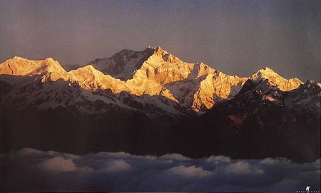 Kangchenjunga Peak (8586 mtrs.) Seen from Darjeeling, West Bengal, India