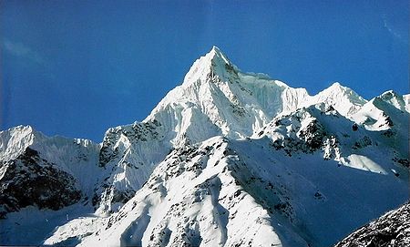 Siniolchu Peak (6888 mtrs.) Seen from North Sikkim, India