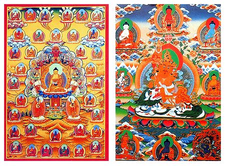 35 Buddhas and Vaishravana - Set of 2 Postcards