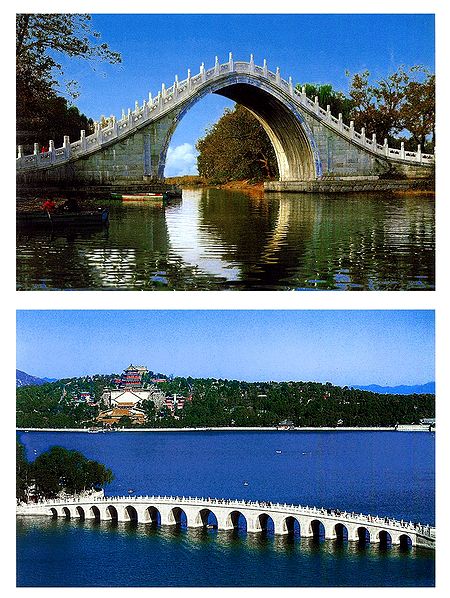 Jade Belt Bridge and the Seventeen Arch Bridge, China - Set of 2 Postcards