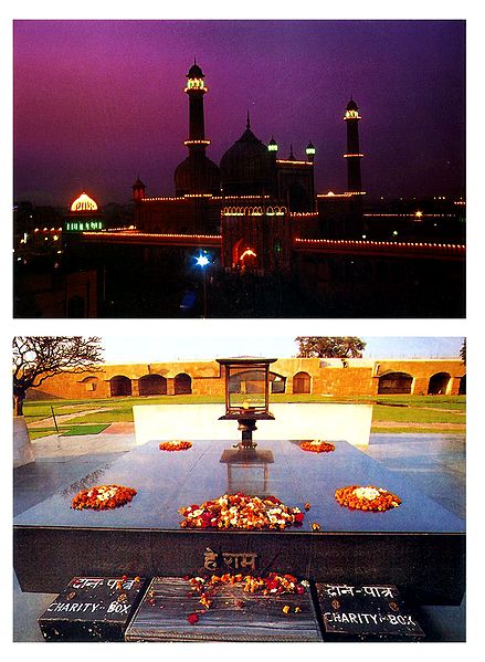 Jama Masjid and Rajghat, Delhi - Set of 2 Postcards