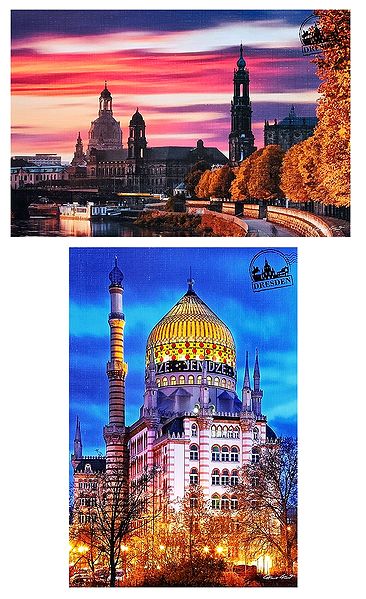 Dresden City and Yenidze Monument in Dresden, Germany - Set of 2 Postcards