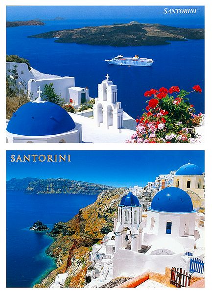 Santorini, Greece - Set of 2 Postcards