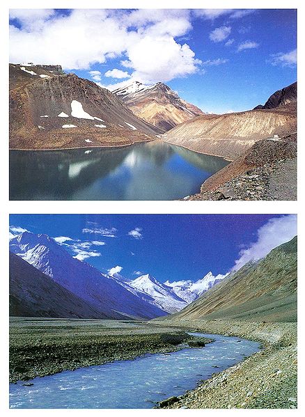 Suraj Tal, and Chandra River, Lahoul H.P - Set of 2 Postcards