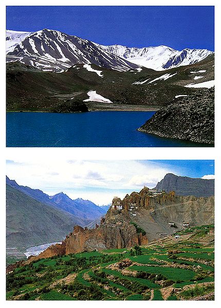 Suraj Tal and Dankar Gompa in Himachal Pradesh - Set of 2 Postcards