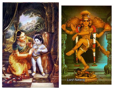 Yashoda, Krishna and Lord Nataraj - Set of 2 Postcards