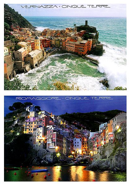 Vernazza and Riomaggiore - Cinque Terre, Italy - Set of 2 Postcards