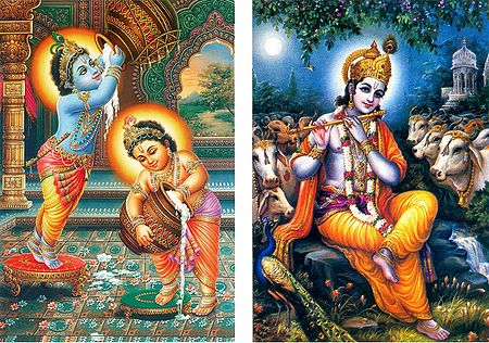 Makhan Chor and Murlidhar Krishna - Set of 2 Postcards