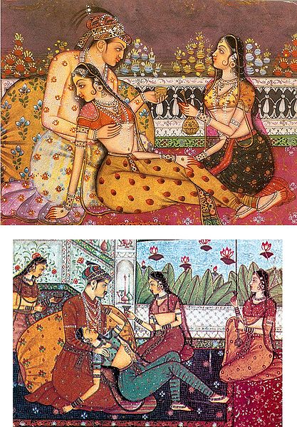 A Prince with his Consort in a Love Scene - Set of 2 Postcards