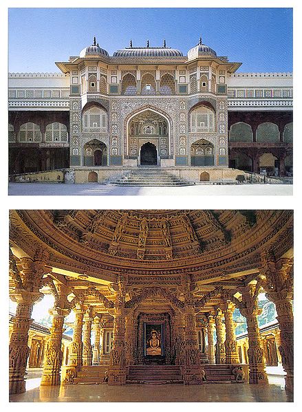 Amber Fort and Dilwara Jain Temple in Rajasthan - Set of 2 Postcards