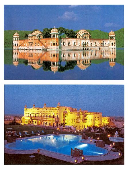 Jal Mahal and Khimsar Fort Hotel at Rajasthan - Set of 2 Postcards
