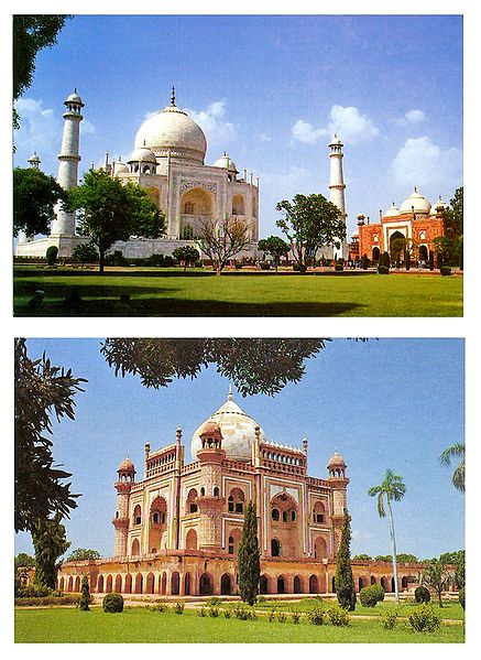 Taj Mahal and Safdarjung Tomb - Set of 2 Postcards