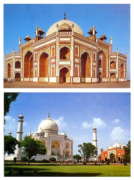 Taj Mahal and Humayun Tomb - Set of 2 Postcards