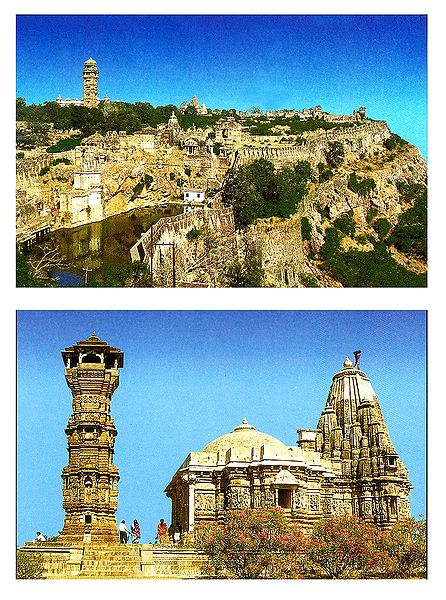 Chittorgarh Fort and Kirti Stambha, Chittorgarh - Set of 2 Postcards
