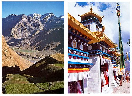 Spiti Valley and Lingkor, Mcleod Ganj , Himachal Pradesh - Set of 2 Postcards