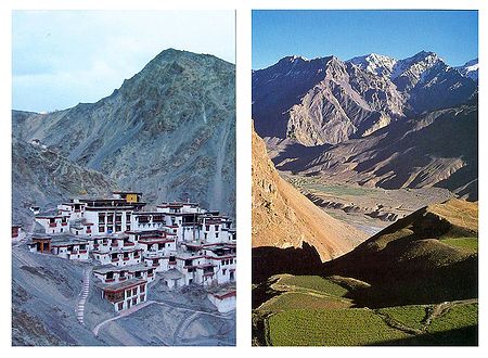 Spiti Valley, Himachal Pradesh and Rizong Monastery, Ladakh - Set of 2 Postcards