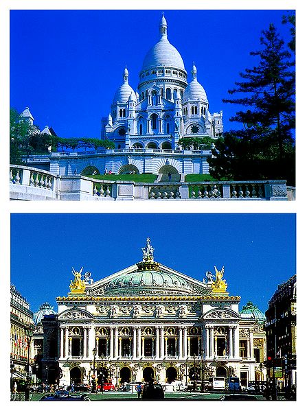 Sacre Coeur and Opera Garnier, Paris - Set of 2 Postcards