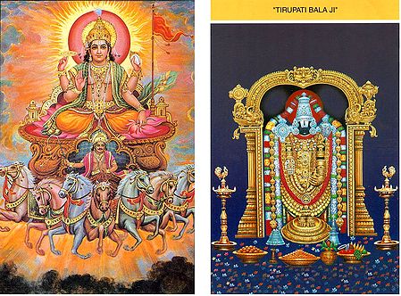Sun God and Balaji - Set of Two Postcards
