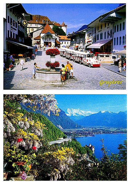 Gruyeres and Le Chateau de Chillon, Switzerland - Set of 2 Postcards