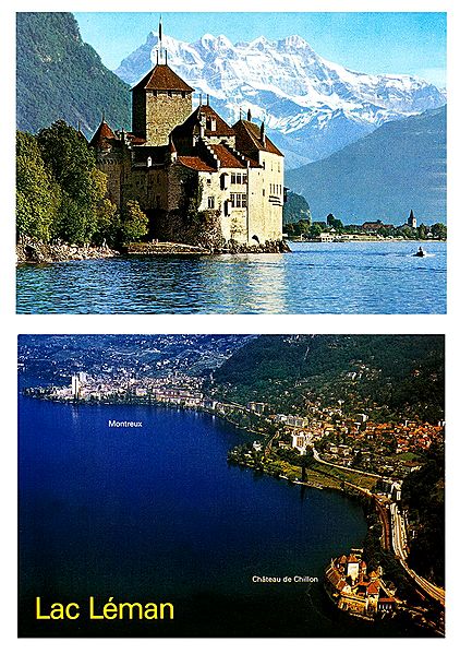 Le Chateau de Chillon and Lake Leman, Switzerland - Set of 2 Postcards